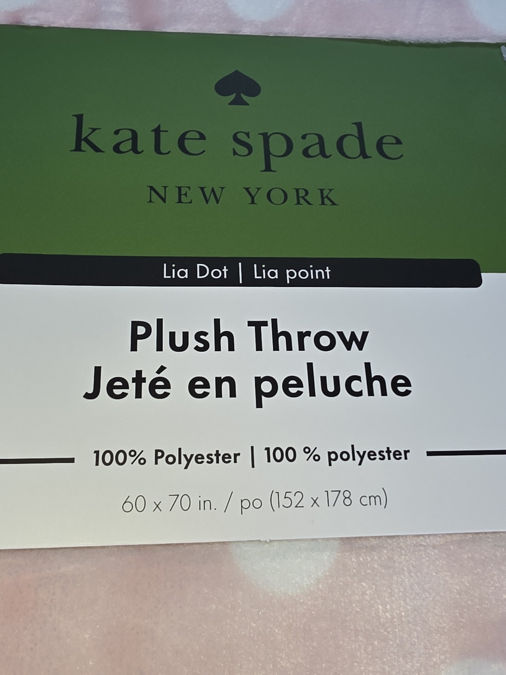kate spade Pink and White Polka Dot Plush Throw